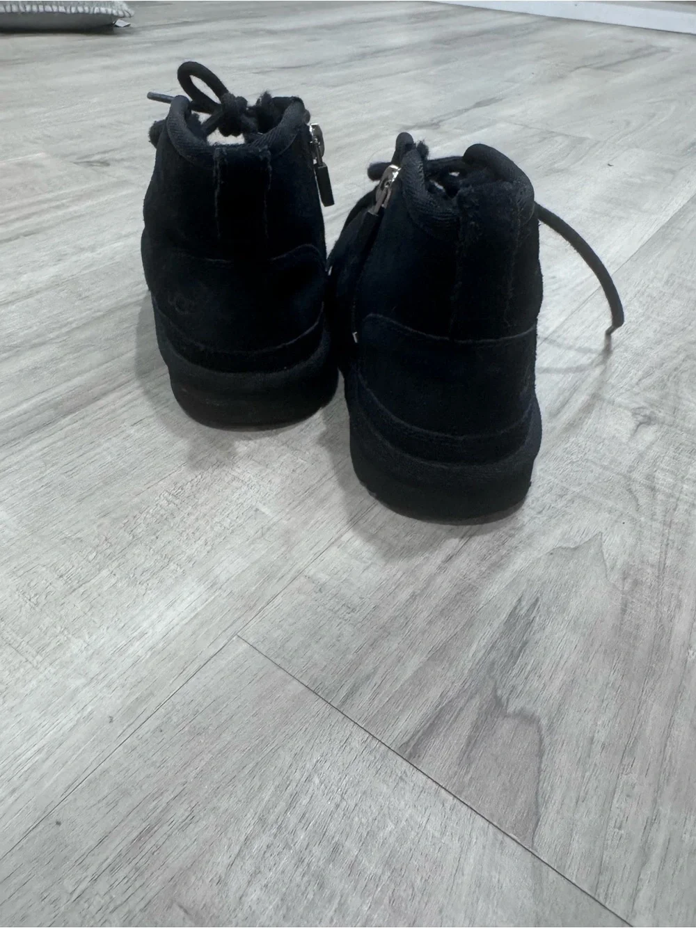 UGG Kids Black Suede Lace-Up Ankle Boots with Side Zip